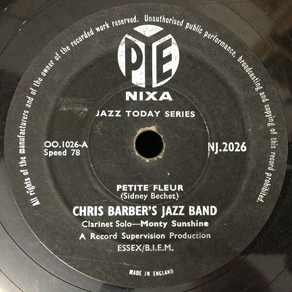【中古】78RPM/SP Chris Barbers Jazz Band Petite Fleur / Bugle Boy March NJ2026 PYE NIXA /00500