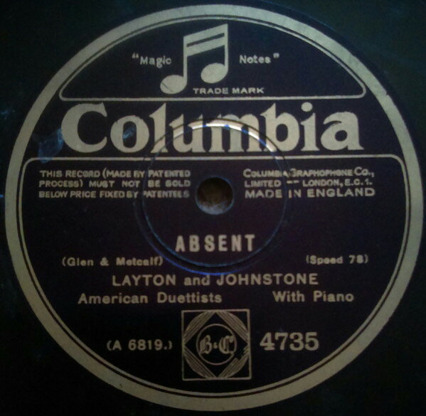 78RPM/SP Layton &amp; Johnstone Until / Absent 4735 COLUMBIA /00500