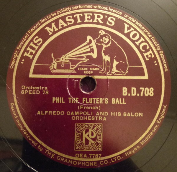 78RPM/SP Alfred Campoli &amp; His Salon Orc Phil The Fluters Ball / The Jolly Brothers BD708 HIS MASTERS VOICE /00500