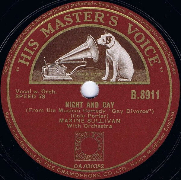 78RPM/SP Maxine Sullivan Night And Day / It Aint Necessarily So B8911 HIS MASTERS VOICE /00500