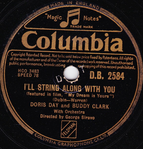 78RPM/SP Doris Day Ill String Along With You / The Last Mile Home DB2584 COLUMBIA /00500