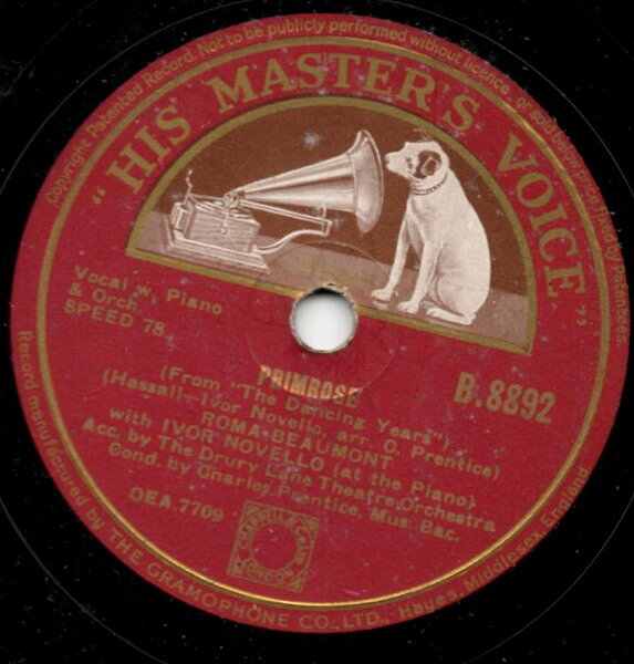 78RPM/SP Ivor Novello, Mary Ellis, Oliv The Dancing Years - Primrose / The Wings Of Sleep B8892 HIS MASTERS VOICE /00500