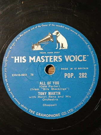 78RPM/SP Tony Martin, Hugo Winterhalter All Of You / Moderation POP282 HIS MASTERS VOICE /00500