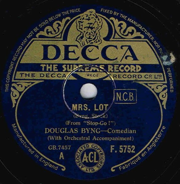 78RPM/SP Douglas BYNG Mrs Lot / Boadicea F5752 DECCA /00500