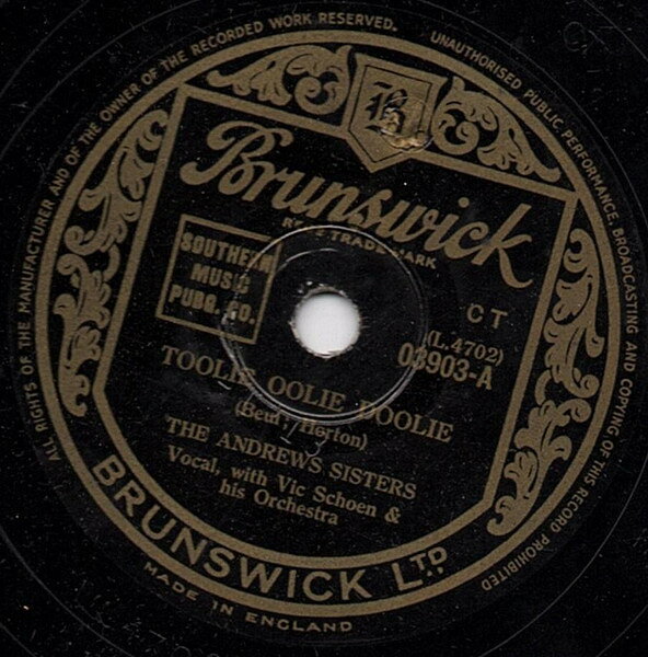 78RPM/SP Andrews Sisters Toolie, Oolie, Doolie / I Have To Lose You 03903 BRUNSWICK /00500