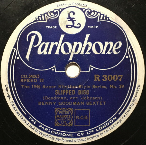 78RPM/SP Benny Goodman Sextet Slipped Disc / I Got Rhythm R3007 PARLOPHONE /00500