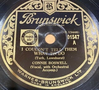 78RPM/SP Connie Boswell, Victor Young &amp; I Couldnt Tell Them What To Do / The Rivers Takin C 01547 BRUNSWICK /00500