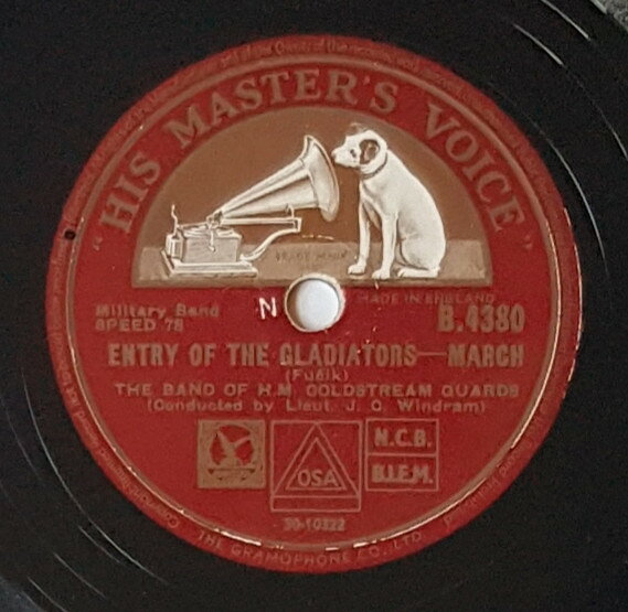 78RPM/SP Band Of H M Coldstream Guards Entry Of The Gladiators / Sons Of The Brave B4380 HIS MASTERS VOICE /00500