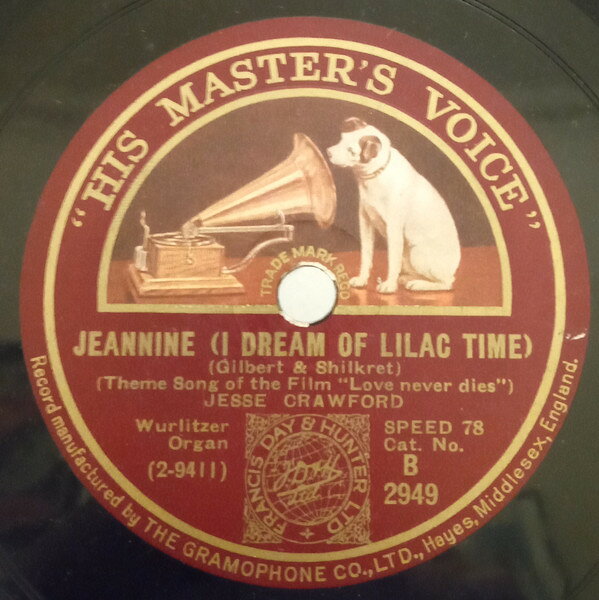 78RPM/SP Jesse Crawford Jeannine / Just A Night For Meditation B2949 HIS MASTERS VOICE /00500