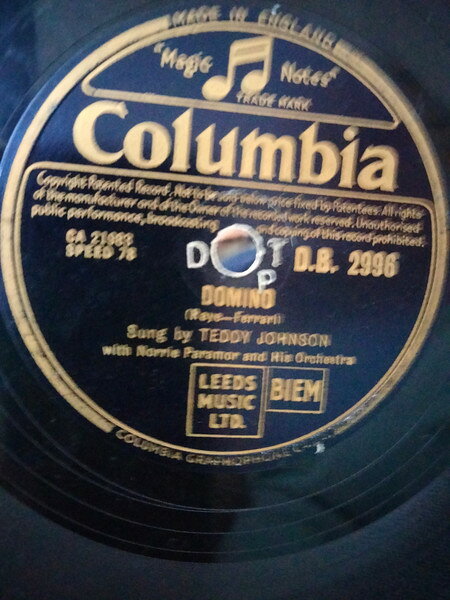 【中古】78RPM/SP Teddy Johnson Domino / Its No Sin DB2996 COLUMBIA /00500
