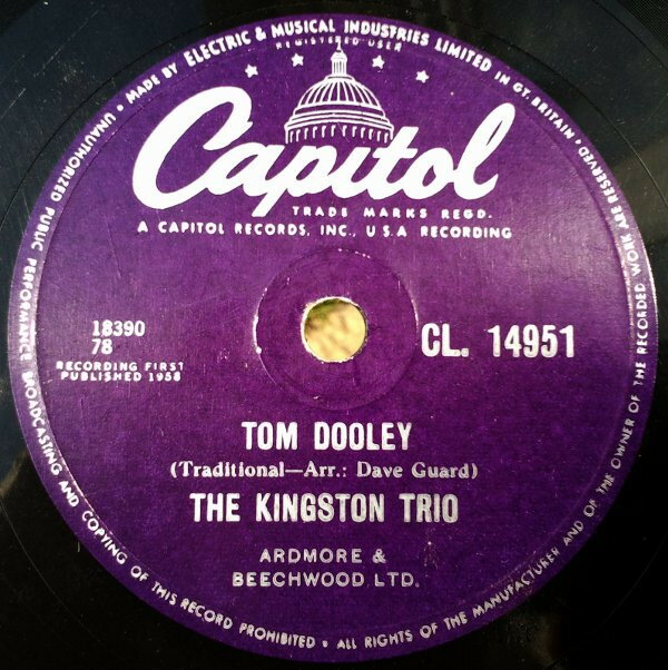 78RPM/SP Kingston Trio Tom Dooley / Ruby Red CL14951 CAPITOL RECORDS /00500
