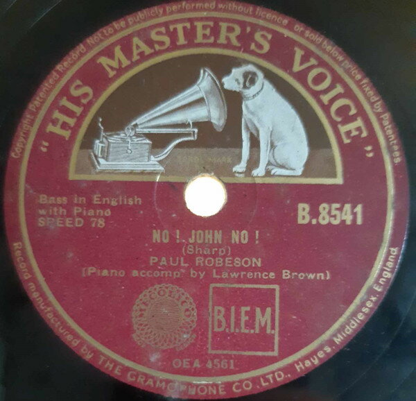 78RPM/SP Paul Robeson No John No / Passing By B8541 HIS MASTERS VOICE /00500