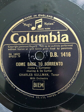 【中古】78RPM/SP チャールズ・クルマン 帰れソレントへ / セレナーデ DB1416 COLUMBIA /00500
