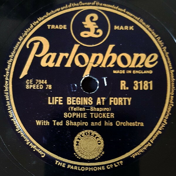 【中古】78RPM/SP Sophie Tucker, Ted Shapiro &amp; H Life Begins At Forty / The Man I Love R3181 PARLOPHONE /00500