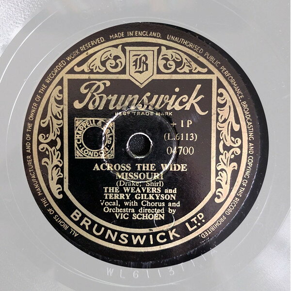 【中古】78RPM/SP Weavers &amp; Terry Gilkyson Across The Wide Missouri / On Top Of Old Smoky 04700 BRUNSWICK /00500