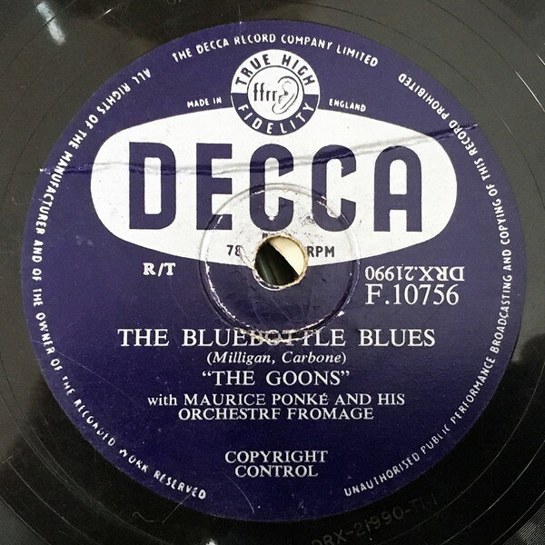 78RPM/SP Goons, Maurice Ponke &amp; His Orc The Bluebottle Blues / Im Walking Backwards For Chr F10756 DECCA /00500