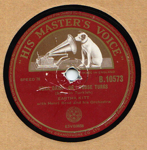 78RPM/SP Eartha Kitt, Henri Rene &amp; His Uska Dara- Oh! Those Turks/ Two Lovers B10573 HIS MASTERS VOICE /00500