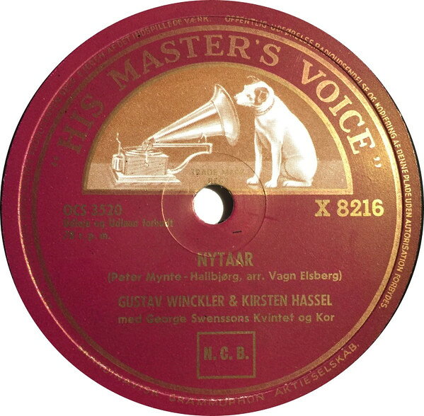 78RPM/SP Gustav Winckler, Kirsten Hasse Nytaar / Hor Klokkernes Klang X8216 HIS MASTERS VOICE /00500