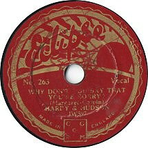 ・アーティスト Hardy & Hudson ・タイトル Why Dont You Say That Youre Sorry / Underneath The Arches ・レーベル・型番 ECLIPSE 8" 263 ・フォーマット 78回転SP盤レコード ・コンディション(盤) 良い (VG+) ・コンディション(ジャケット) 良い (VG+) ・コンディション(帯) オビなし ・特記事項 【※再生コンディションによる返品不可】 サンプル画像です。実際の商品の画像ではありません 商品写真はバーコード/カタログ番号に対応したサンプル画像ですので、お送りする商品の画像ではありません。帯やライナーなどの付属品は、特記事項に記載されている場合のみ含まれます。プロモやカラーレコードなどの仕様についても、該当する場合のみ特記事項に記載しています。 【ご購入前に必ずご確認ください】 ・本店サイト(www.recordcity.jp)とは価格、送料が違います ・本店サイト、その他支店のオーダーとは同梱発送できません ・注文確定後に別の注文を頂いた場合、注文同士の同梱は致しかねます。 ・別倉庫から発送しているため、店頭受け渡しは対応しておりません ・一部商品は他の通販サイトでも販売しているため、ご注文のタイミングによっては商品のご用意ができない場合がございます。 ・土日祝日はお休みです 金曜・祝前日9時以降のご連絡またはご入金は、返答または発送が週明け・祝日明けに順次対応となります。 ・ご購入後のキャンセル不可 ご購入後のキャンセルはいかなる理由においてもお受けできません。ご了承の上、ご購入くださいませ。 ・日本郵便(ゆうパック/ゆうメール)によるお届けになります。 ・中古品であることをご理解ください 当ストアでは中古商品を主に販売しております。中古品であることをご理解の上ご購入ください。また、一部商品はRecordCityオンラインストアで試聴可能です。 ・返品について お客様のご都合による返品は一切承っておりません。 表記の内容と実際の商品に相違がある場合、また針飛び等で返品・返金をご希望される場合は、商品の到着後1週間以内にご連絡ください。商品の返送をこちらで確認後、キャンセル・返金を行います。 コンディションVG以下の商品は返品できません。プレイに影響のない表面のこすれ傷、プレス起因のノイズ盤は返品の対象外です。 【コンディション表記】 ・ほぼ新品(M-)(Like New) 完全な新品。未使用。当店ではほぼ使用しません ・非常に良い(EX)(Excellent) 中古盤として美品な状態。わずかな経年を感じるものの傷みを感じさせない、当店基準で最高の状態 ・良い(VG+)(Very Good Plus) 丁寧に扱われた中古品で、軽い使用感がみられる。 ・可(VG)(Acceptable) 使い込まれた中古品で、「良い」よりもさらに使用感がみられる。 ・悪い(VG-)(Bad) 状態が悪いアイテム。使用の保障はなく、再生不可、針飛び、目立つノイズがあるかもしれない。状態によるクレーム不可。返品不可。 ・非常に悪い(G)(Very Bad) 「悪い」よりさらに状態が悪いアイテム。使用の保障はなく、再生不可、針飛び、目立つノイズがあるかもしれない。状態によるクレーム不可。返品不可。 ・ジャンク(Fair)(Junk/Fair) 割れている、反っている、水ダメージがある、カビ、ジャケットが分離している、ひどい書き込み、ひどい擦れなど最低の状態。使用の保障はなく、再生不可、針飛び、目立つノイズがあるかもしれない。状態によるクレーム不可。返品不可。 ・ジャンク(Poor)(Junk/Poor) 割れている、反っている、水ダメージがある、カビ、ジャケットが分離している、ひどい書き込み、ひどい擦れなど最低の状態。使用の保障はなく、再生不可、針飛び、目立つノイズがあるかもしれない。状態によるクレーム不可。返品不可。