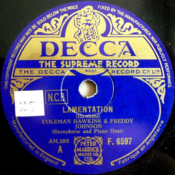 78RPM/SP Coleman Hawkins, Freddy Johnso Lamentation / Devotion F6597 DECCA /00500