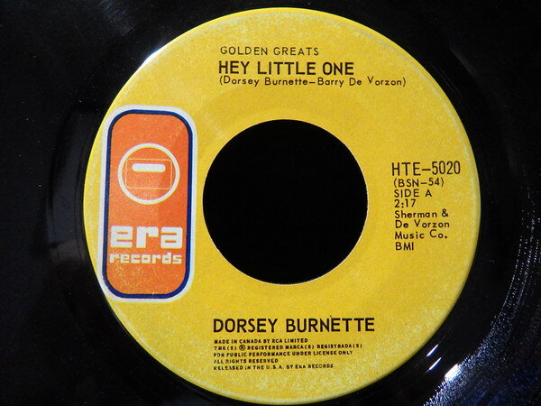 7” Dorsey Burnette Hey Little One / This Hotel HTE5020 ERA RECORDS /00080