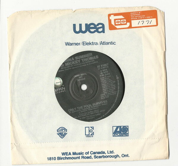 7” Donna Summer, Mickey Thomas Only The Fool Survives 9281657 Geffen Records /00080