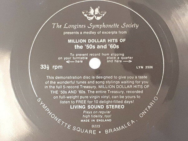 7” Various Million Dollar Hits Of The 50s And 60s LYN2526 Longines Symphonette プロモ /00080