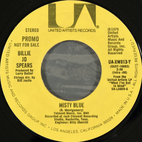 7” Billie Jo Spears Misty Blue UAXW813YPROMO United Artists Recor プロモ /00080