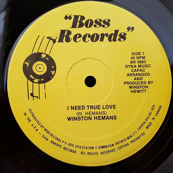 12” Winston Hemans I Need True Love BR0883 Boss Records /00250