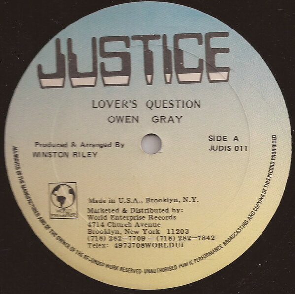 【中古】12” Owen Gray , Techniques All Sta Lovers Question JUDIS011 Justice /00250
