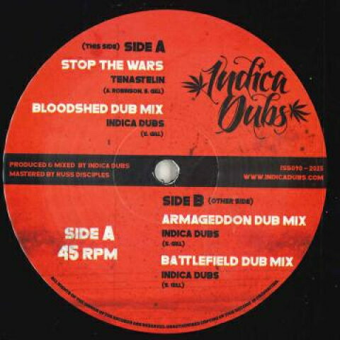 12” Tenastelin Indica Dubs / Indi Stop The Wars Bloodshed Dub Mix / Armageddon Dub M ISS090 Indica Dubs UK /00200