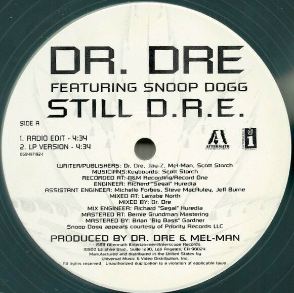 【中古】12” Dr. Dre, Snoop Dogg Still D.R.E. 0694971921 Aftermath Entertainm /00250