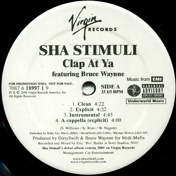 12” Sha Stimuli Clap At Ya 708761899719 Underworld Music, Vi /00250