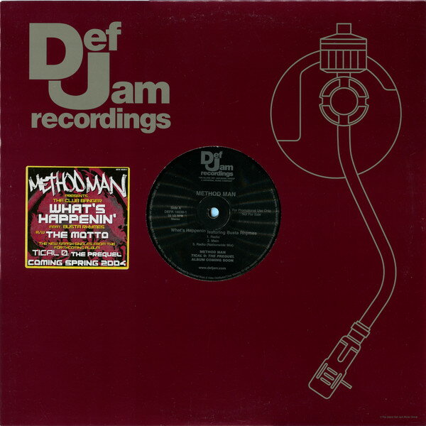 12” Method Man Whats Happenin DEFR160391 Def Jam Recordings /00250