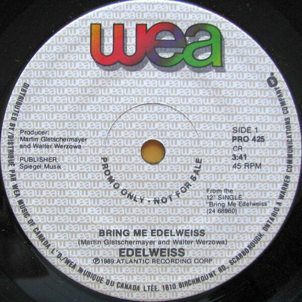 7” Edelweiss Bring Me Edelweiss PRO425PROMO Wea プロモ /00080