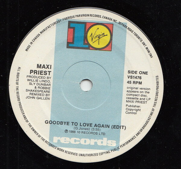 【中古】7” Maxi Priest Goodbye To Love Again VS1476 Virgin /00080
