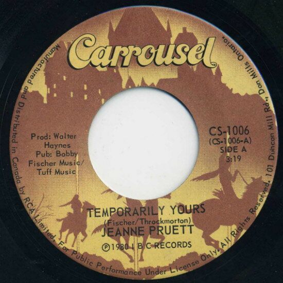 【中古】7” Jeanne Pruett Temporarily Yours CS1006 Les Industries Carro /00080