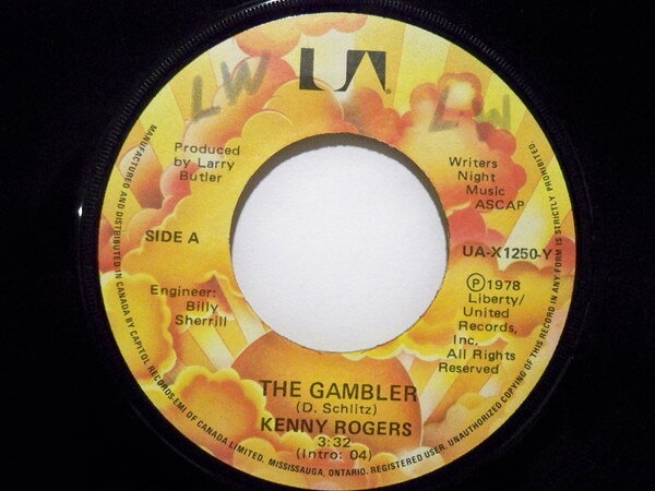 7” Kenny Rogers The Gambler / Mommas Waiting UAX1250Y United Artists Recor /00080
