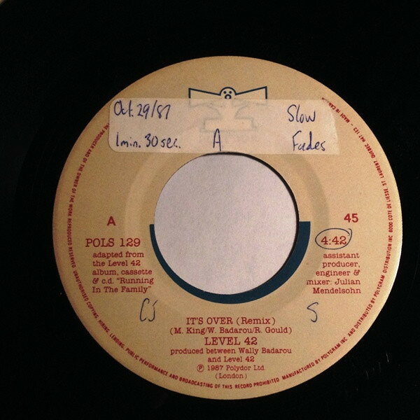 7” Level 42 Its Over POLS129 Polydor /00080