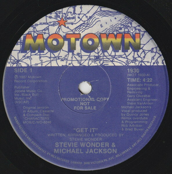 7” Stevie Wonder &amp; Michael Jackso Get It 1930PROMO Motown プロモ /00080