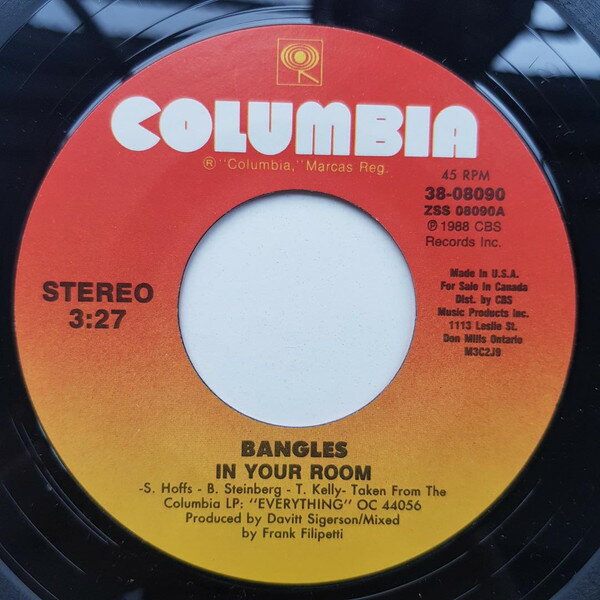 7” Bangles In Your Room 3808090 Columbia /00080