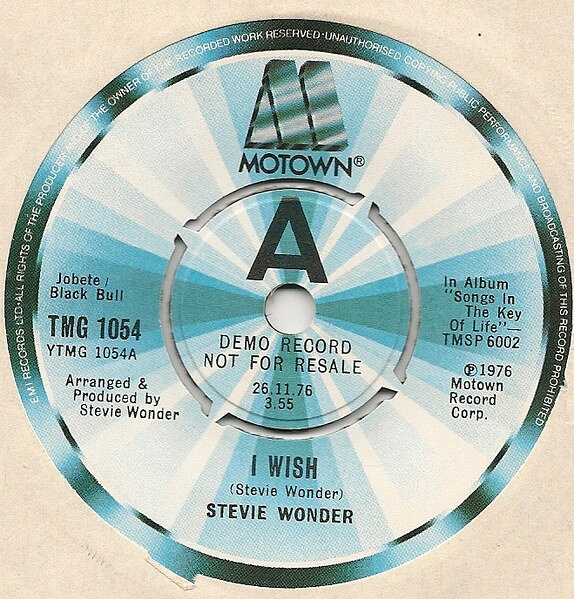 7” Stevie Wonder I Wish TMG1054PROMO Motown プロモ /00080