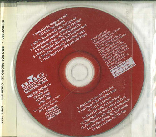 ・アーティスト Various ・タイトル Bmg Pop Promo Cd - Comp. #52 - April 1999 ・レーベル・型番 BMG MUSIC CANADA KCDP51680 ・フォーマット CD ・コンディション(盤) 良い (VG+) ・コンディション(ジャケット) カバーなし ・コンディション(帯) オビなし ・特記事項 【プロモ盤】 【Promotion Only】 サンプル画像です。実際の商品の画像ではありません 商品写真はバーコード/カタログ番号に対応したサンプル画像ですので、お送りする商品の画像ではありません。帯やライナーなどの付属品は、特記事項に記載されている場合のみ含まれます。プロモやカラーレコードなどの仕様についても、該当する場合のみ特記事項に記載しています。 【ご購入前に必ずご確認ください】 ・本店サイト(www.recordcity.jp)とは価格、送料が違います ・本店サイト、その他支店のオーダーとは同梱発送できません ・注文確定後に別の注文を頂いた場合、注文同士の同梱は致しかねます。 ・別倉庫から発送しているため、店頭受け渡しは対応しておりません ・一部商品は他の通販サイトでも販売しているため、ご注文のタイミングによっては商品のご用意ができない場合がございます。 ・土日祝日はお休みです 金曜・祝前日9時以降のご連絡またはご入金は、返答または発送が週明け・祝日明けに順次対応となります。 ・ご購入後のキャンセル不可 ご購入後のキャンセルはいかなる理由においてもお受けできません。ご了承の上、ご購入くださいませ。 ・日本郵便(ゆうパック/ゆうメール)によるお届けになります。 ・中古品であることをご理解ください 当ストアでは中古商品を主に販売しております。中古品であることをご理解の上ご購入ください。また、一部商品はRecordCityオンラインストアで試聴可能です。 ・返品について お客様のご都合による返品は一切承っておりません。 表記の内容と実際の商品に相違がある場合、また針飛び等で返品・返金をご希望される場合は、商品の到着後1週間以内にご連絡ください。商品の返送をこちらで確認後、キャンセル・返金を行います。 コンディションVG以下の商品は返品できません。プレイに影響のない表面のこすれ傷、プレス起因のノイズ盤は返品の対象外です。 【コンディション表記】 ・ほぼ新品(M-)(Like New) 完全な新品。未使用。当店ではほぼ使用しません ・非常に良い(EX)(Excellent) 中古盤として美品な状態。わずかな経年を感じるものの傷みを感じさせない、当店基準で最高の状態 ・良い(VG+)(Very Good Plus) 丁寧に扱われた中古品で、軽い使用感がみられる。 ・可(VG)(Acceptable) 使い込まれた中古品で、「良い」よりもさらに使用感がみられる。 ・悪い(VG-)(Bad) 状態が悪いアイテム。使用の保障はなく、再生不可、針飛び、目立つノイズがあるかもしれない。状態によるクレーム不可。返品不可。 ・非常に悪い(G)(Very Bad) 「悪い」よりさらに状態が悪いアイテム。使用の保障はなく、再生不可、針飛び、目立つノイズがあるかもしれない。状態によるクレーム不可。返品不可。 ・ジャンク(Fair)(Junk/Fair) 割れている、反っている、水ダメージがある、カビ、ジャケットが分離している、ひどい書き込み、ひどい擦れなど最低の状態。使用の保障はなく、再生不可、針飛び、目立つノイズがあるかもしれない。状態によるクレーム不可。返品不可。 ・ジャンク(Poor)(Junk/Poor) 割れている、反っている、水ダメージがある、カビ、ジャケットが分離している、ひどい書き込み、ひどい擦れなど最低の状態。使用の保障はなく、再生不可、針飛び、目立つノイズがあるかもしれない。状態によるクレーム不可。返品不可。