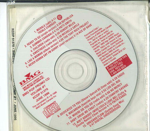 CD Various Bmg Pop Promo Cd Compilation #7 - June 1996 KCDP51370 BMG MUSIC CANADA INC プロモ /00110