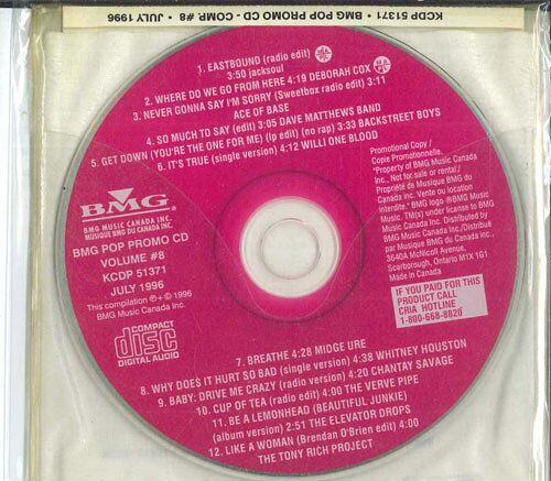 CD Various Bmg Pop Promo Cd Compilation #8 KCDP51371 BMG MUSIC CANADA INC プロモ /00110