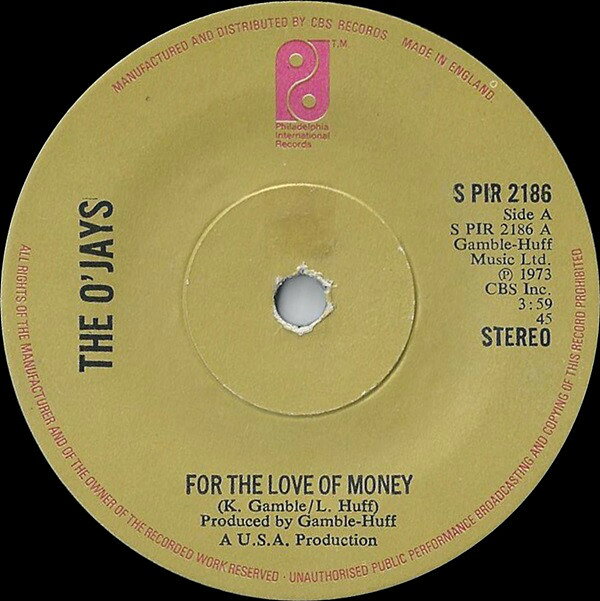 【中古】7” OJays For The Love Of Money SPIR2186 Philadelphia Interna /00080