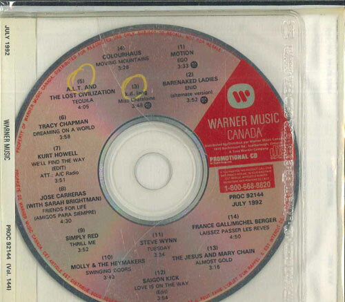 【中古】CD Various Warner Music Canada July 1992 - Vol. 144 PROC92144 WARNER MUSIC CANADA プロモ /00110