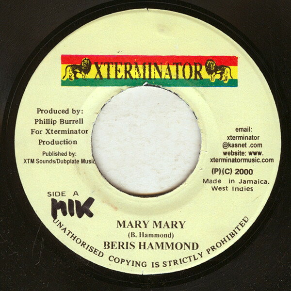 7” Beres Hammond Mary Mary NONE XTerminator /00080