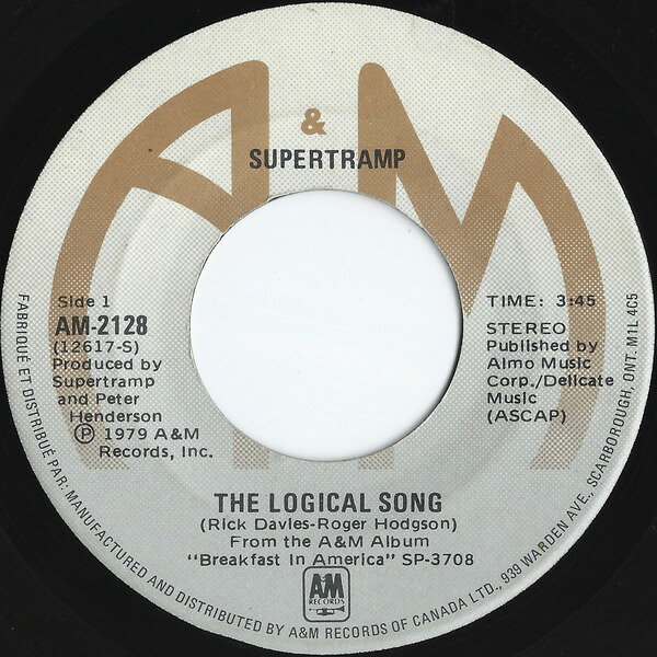 【中古】7インチ Supertramp The Logical Song AM2128 A&amp;M Records