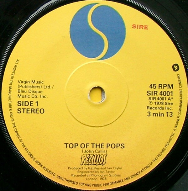 7” Rezillos Top Of The Pops SIR4001 Sire /00080